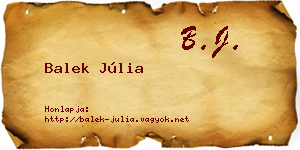 Balek Júlia névjegykártya